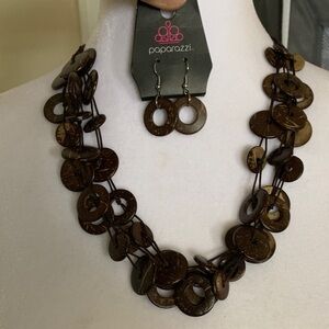 Paparazzi Elegant Brown Necklace and Earring Set